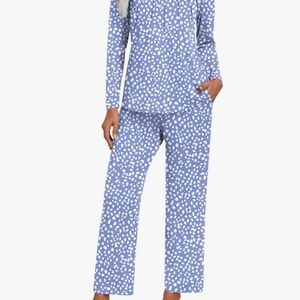 Blue and White Polka Dot Pajama Set